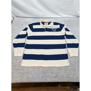 Penn State Nittany Lions Rugby Shirt Mens 2XL Long Sleeve Polo Navy Cream Stripe